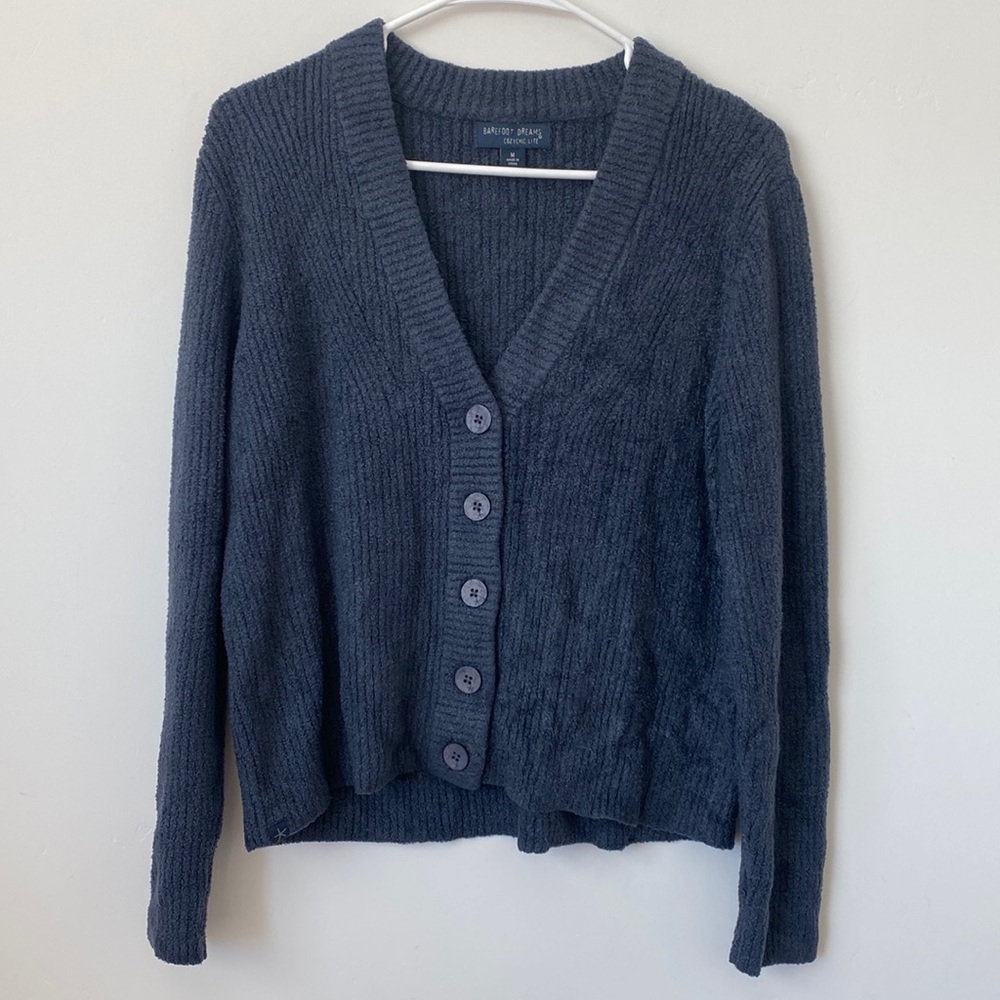 Barefoot Dreams Blue Cardigan Sweater V-neck Soft Knit